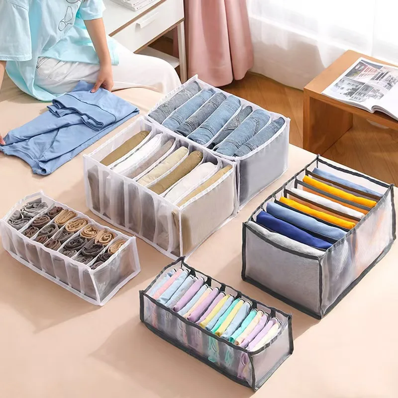 Unterwäsche-Schubladen-Organizer, Aufbewahrungsbox, faltbare Schrank-Organizer, transparenter Netz-Schubladenteiler für Unterhosen, Socken, BHs – Detail 7