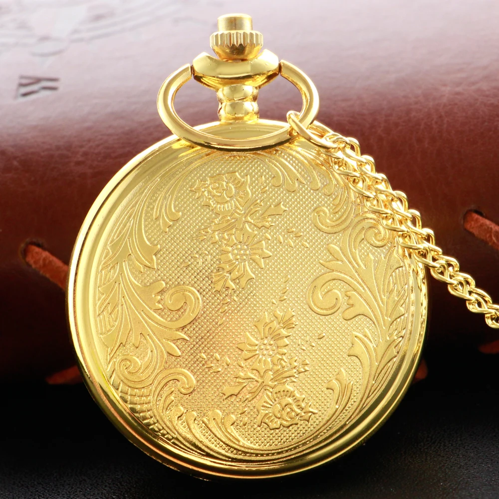 New Gold Luxury Ruby Pocket Watch Necklace Digital Pendant Chain Clock Fashion Sculpture Women\'s Men\'s Gift