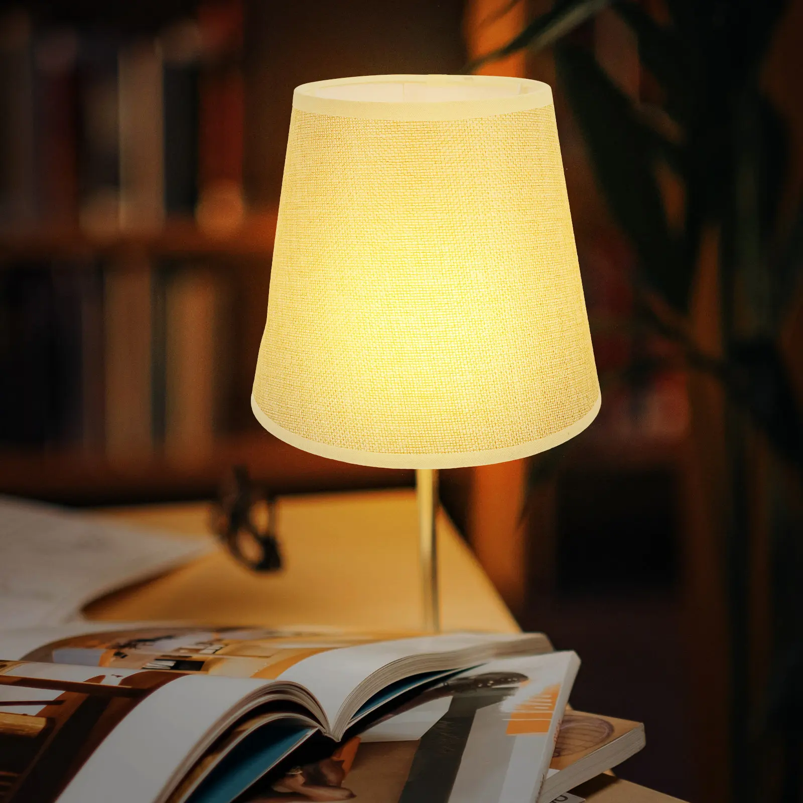 

Круглый тканевый абажур из льна, простой декоративный чехол для лампы для гостиной, спальни, офиса