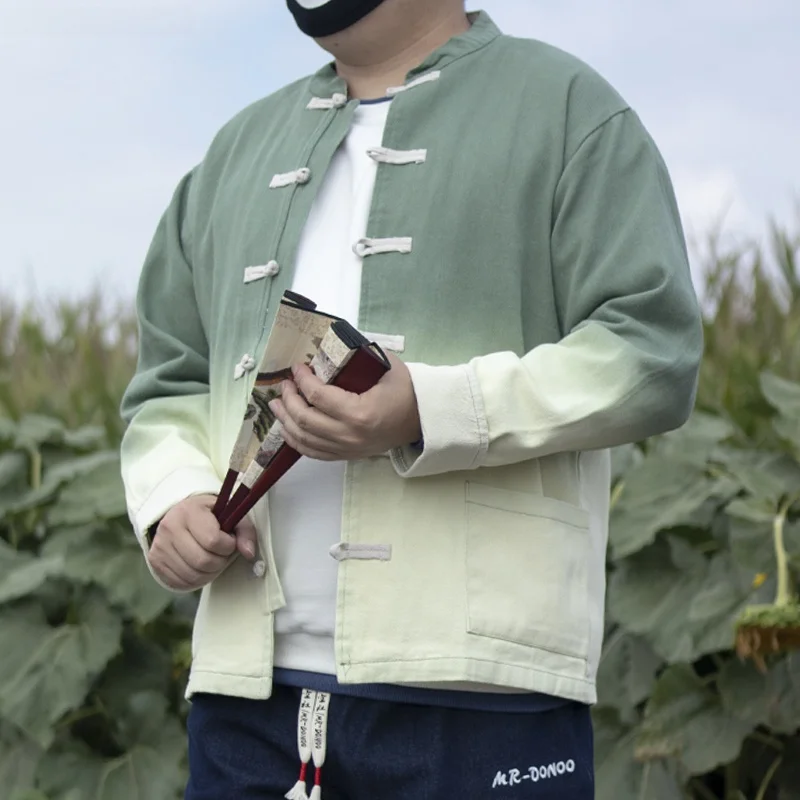 

Uncle Cool Autumn adient Button Hanfu Loose Large Size Haome National Trend New Tang Costume Jaet Outerwear