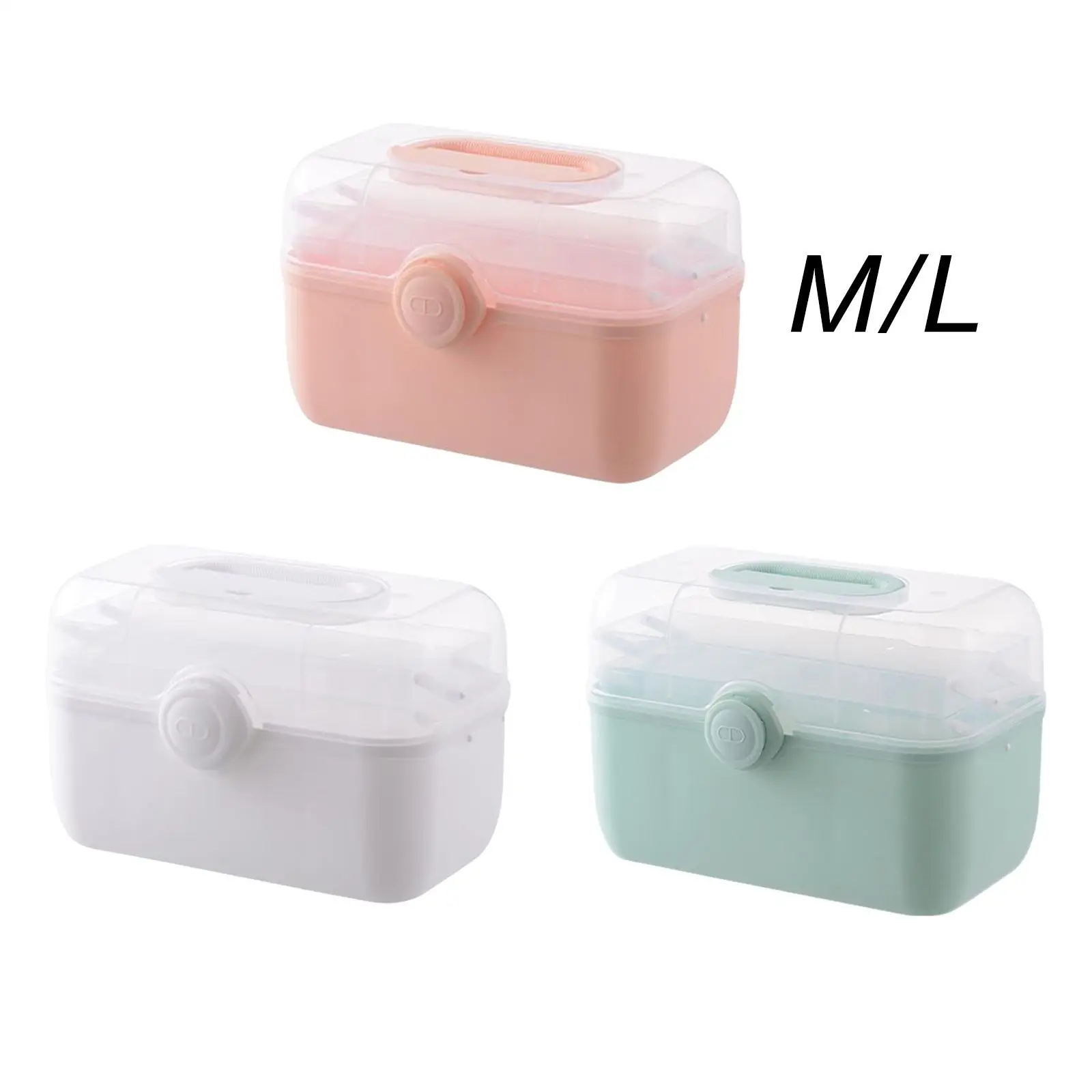 

Medicine Storage Box Organizer Bin Bandages Family Emergency Kit Case Gauze First Aid Carrying Case for School Home Travel