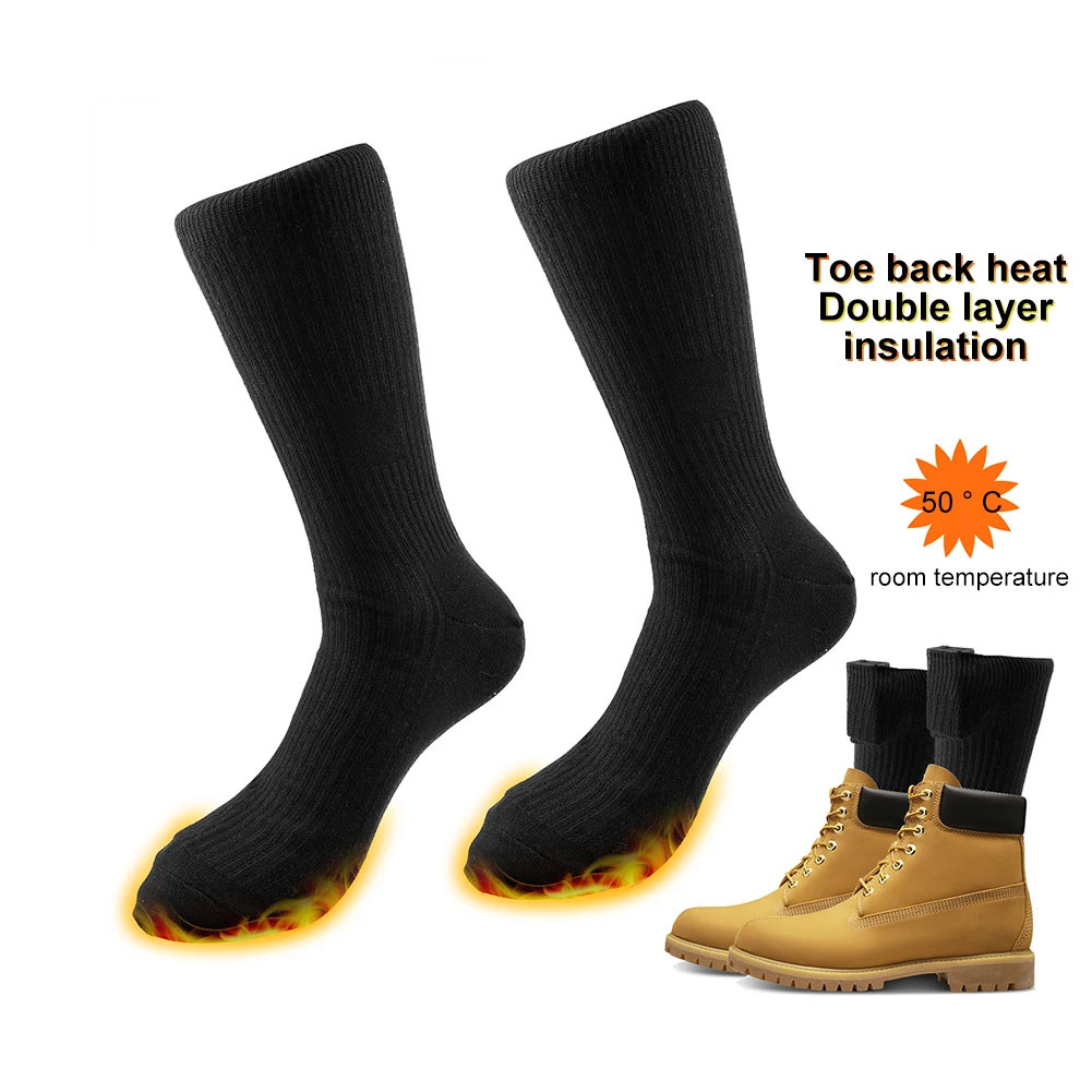 Unisex Electric Heated Socks Rechargable Warmer Stockings Washable Breathable for Outdoor Camping Hiking Running