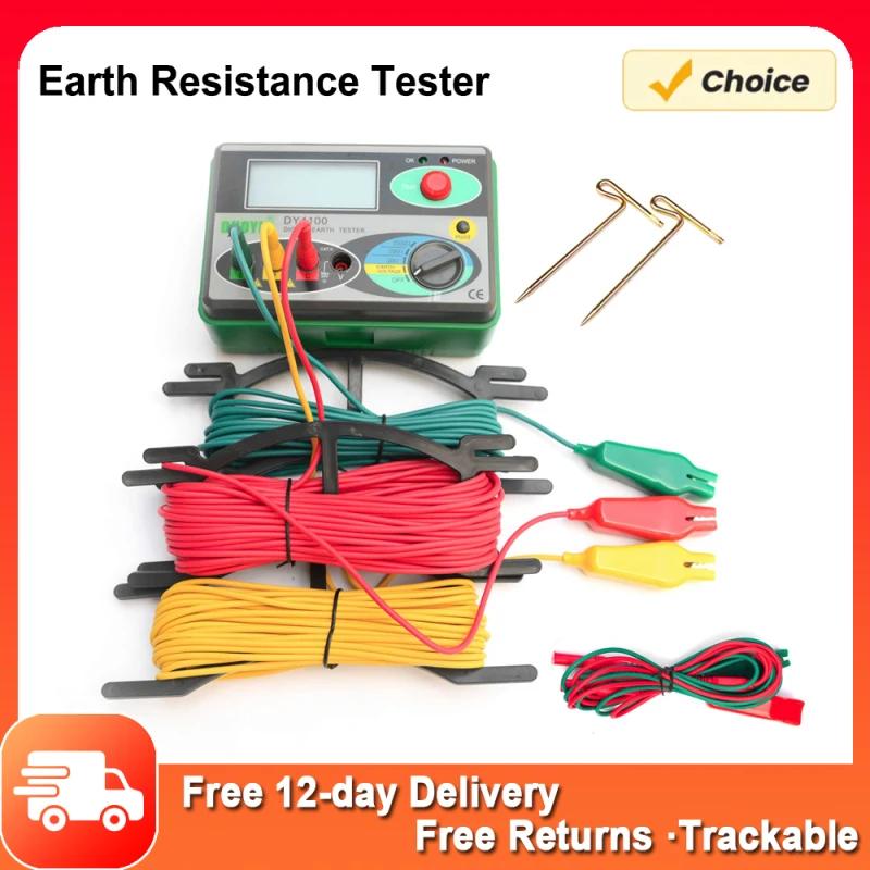 DUOYI Ground Resistance Tester Digital Protections Grounding Resistance Meter Ground Resistance Tester Earth Resistance Tester