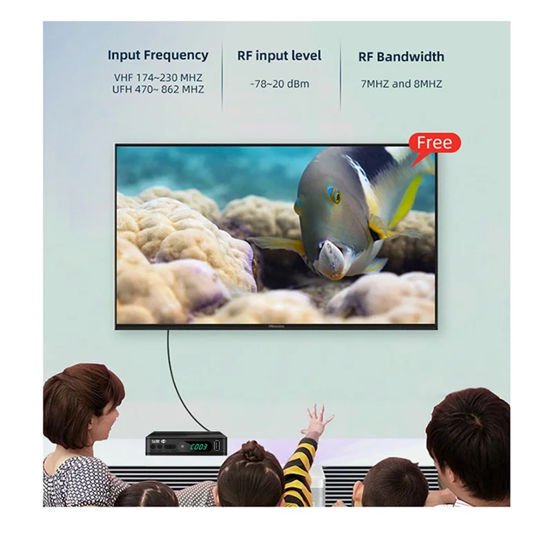 ABMF-HEVC DVBT2 H. 264 DVB-T2 موالف التلفزيون الأرضية استقبال الأقمار الصناعية جهاز فك التلفزيون الرقمي HD صناديق التلفزيون USB فك التشفير