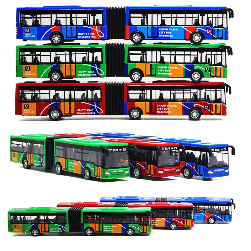 1/64 Diecast Alloy City Bus Pull Back Cars Kids Toy Car Inertia Vehicle Model Toy Educational Toys for Children Gift Boys Toys