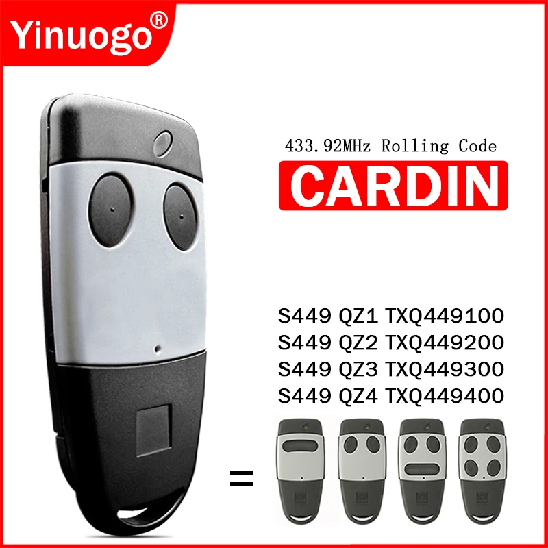 CARDIN S449 QZ4 QZ3 QZ2 QZ1 Garage Door Remote Control 433.92MHz Rolling Code Gate Remote Control Garage Door Opener Transmitter