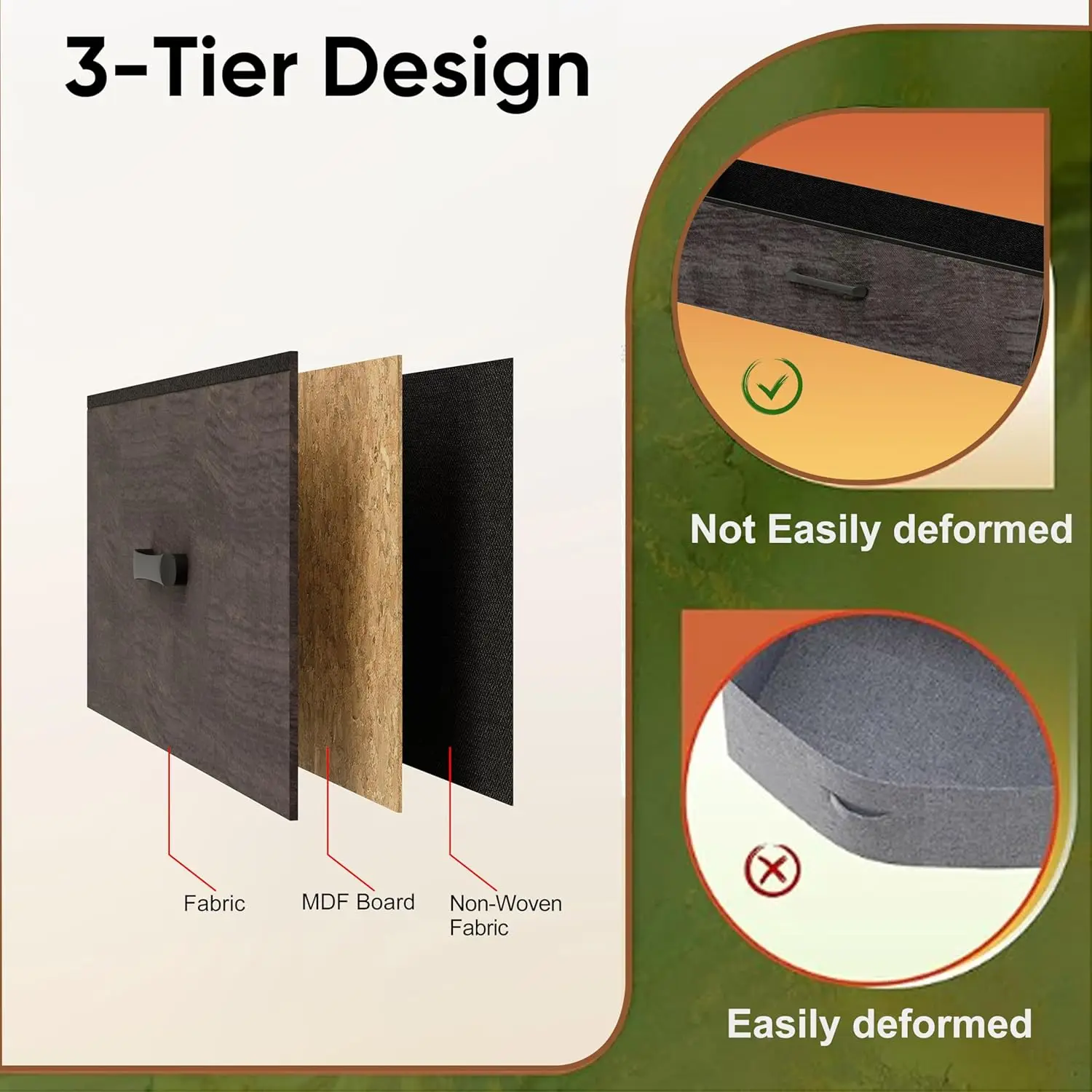 Cômoda para quarto LED com estação de carregamento, alta com 8 cômoda de tecido, para crianças Roo