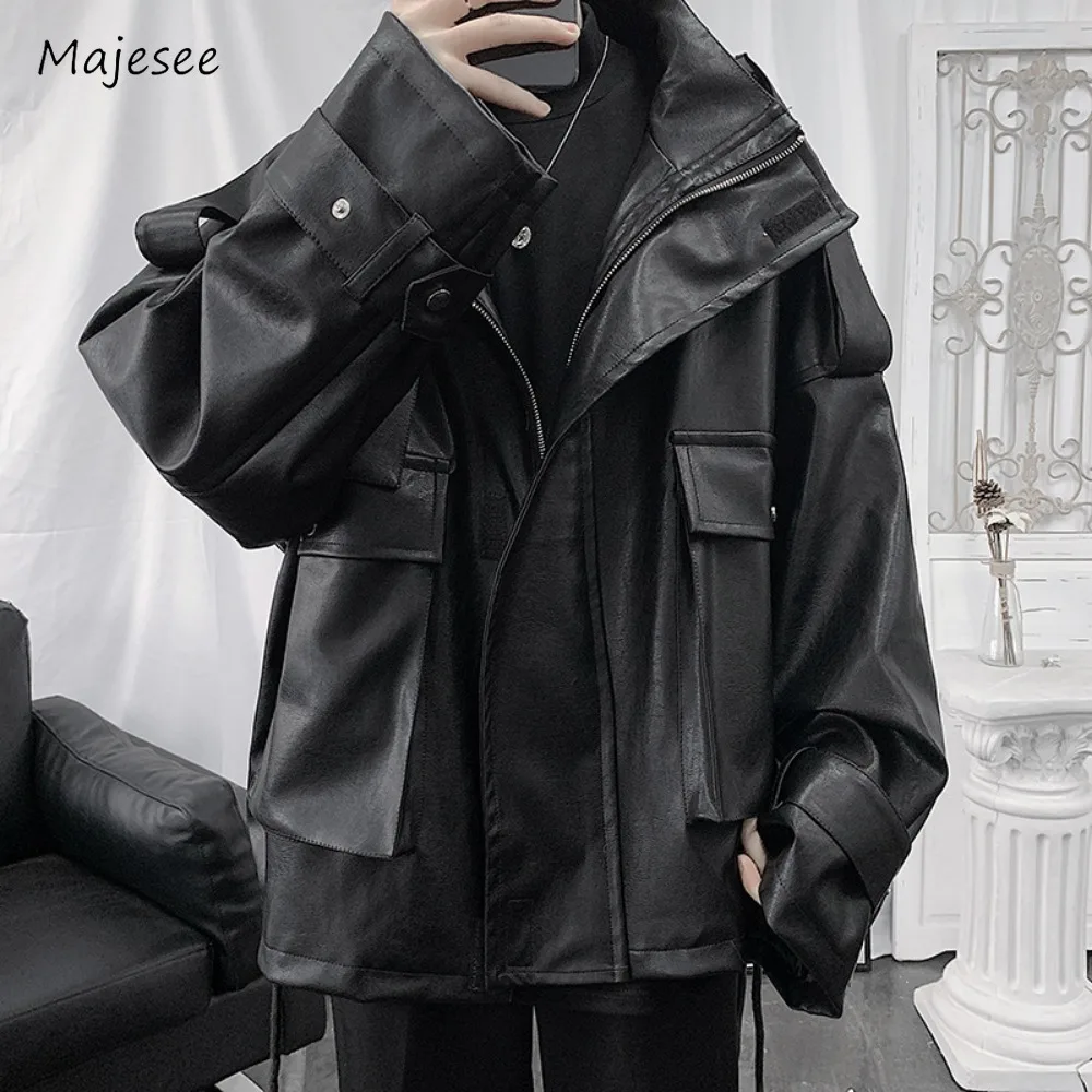 

Men Jackets Multiple Pockets Zipper Punk Handsome Streetwear Loose Hip Hop Young Korean Style Autumn Outwear Fashion Charming