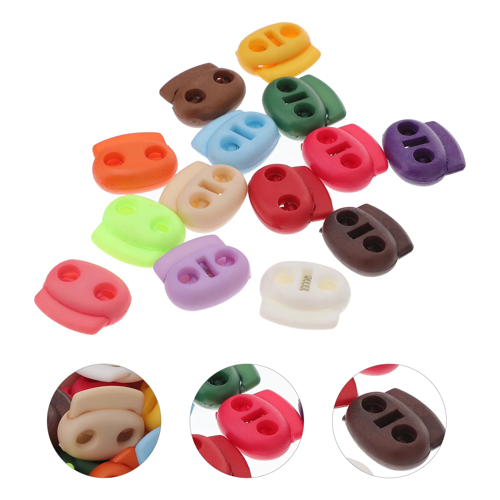 

25pcs Oval DIY Spring Fastener Cord Lock Toggle Stopper Buttons (Random Color) DIY spring buttons Spring cord lock