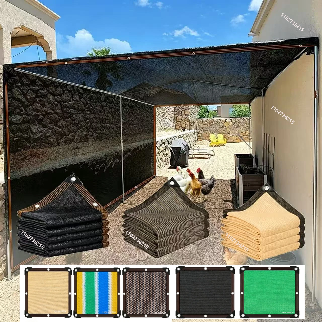 Filet d'ombrage multicolore pour jardin, terrasse et camping, protection UV, toile pare-soleil en HDPE