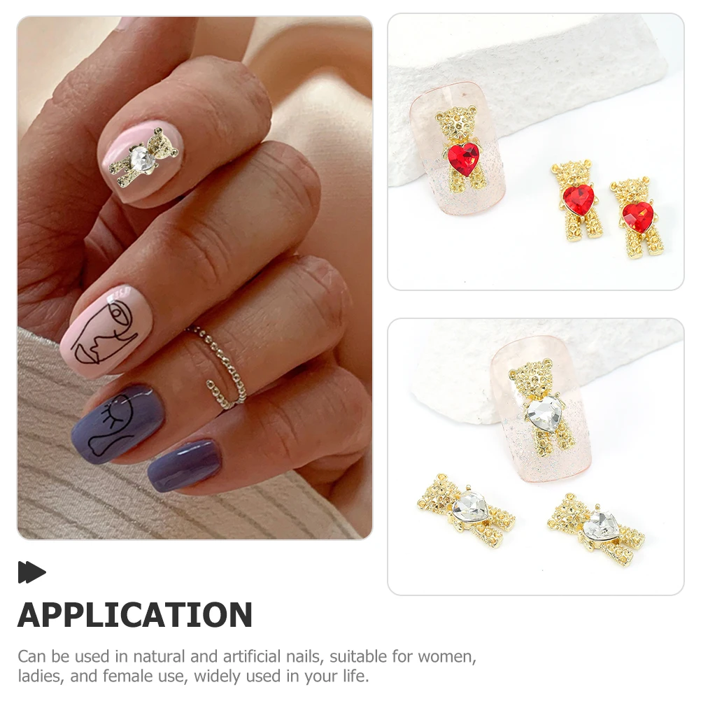 

20Pcs Bear Nail Art Rhinestones 3D Shiny DIY Manicure Supply Nail Charms Decorative Rhinestones Manicure Ornament