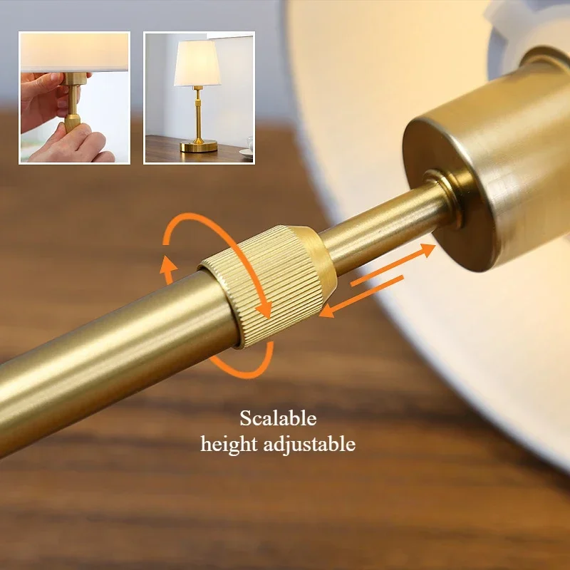 Bonita luz nocturna recargable, lámpara de escritorio de tela escalable, luces nocturnas de ambiente Retro de Metal para dormitorio