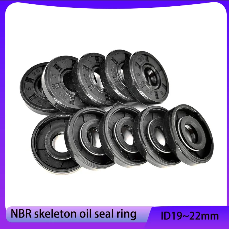 

TC NBR Oil Seal ID19~22mm OD 26mm ~ 52mm THK 4~10mm Nitrile Rubber Oil Resistant Double Lip Skeleton Rotating Shaft Gaskets