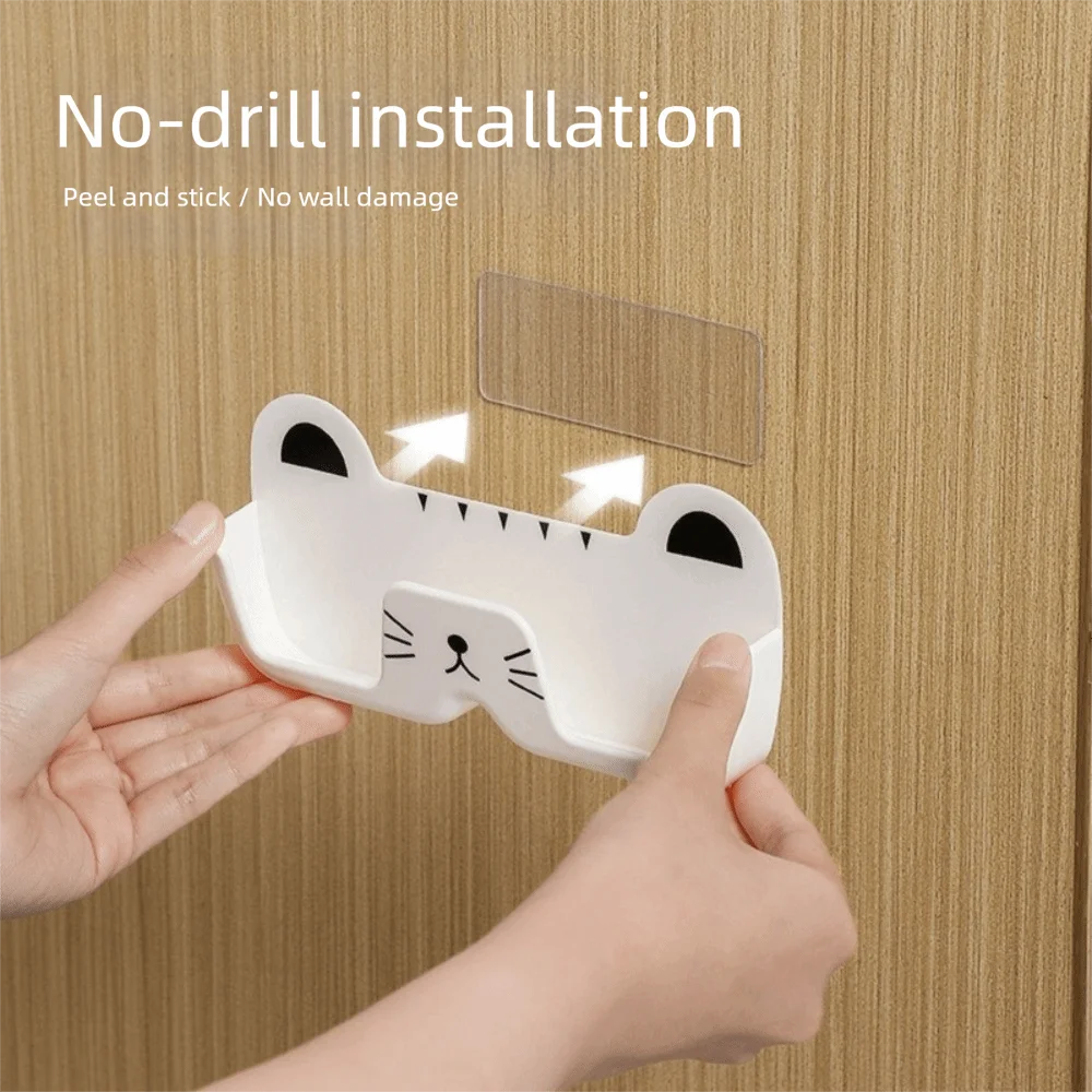 Portable Easy To Install Cat Glasses Frame Cute Sturdy Wall Mounted Eyeglass Frame Shelf Seamless Glasses Holder Office