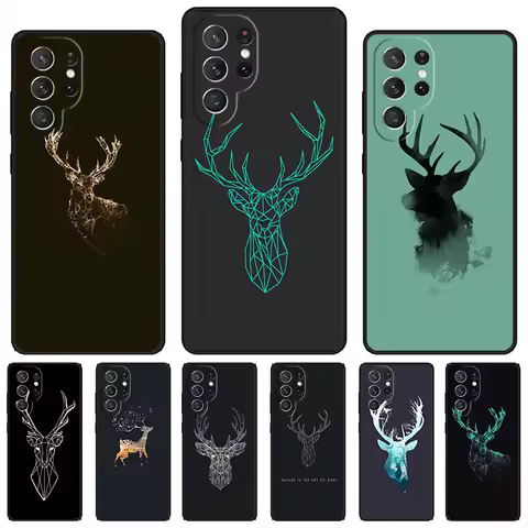 Minimalist animal deer phone case For Samsung Galaxy S24 S23 S22 Ultra Note 10 20 Plus S8 S9 S10 S20 S21 FE Cover