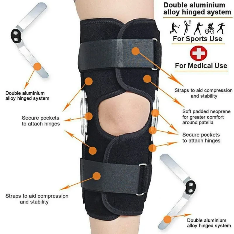 1PC Patella Opening Knee Support Adjustable Orthopedic Knee Brace with Aluminum Alloy Support Decompression Knee Pad Pain Relief