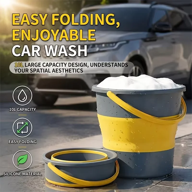 5L10L Portable Folding Bucket Multifunctional Thickened Silicone Bucket for Car Washing and Fishing Camping Folding Bucket