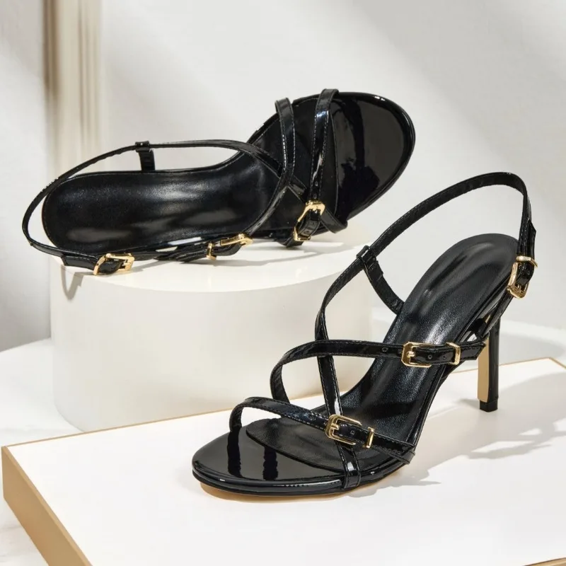 Belt Buckle Elegant High Heels Women Narrow Band Open-toe Concise Party Shoe Summer 2026 Fashion Thin Heels Office Women Sandals view 3