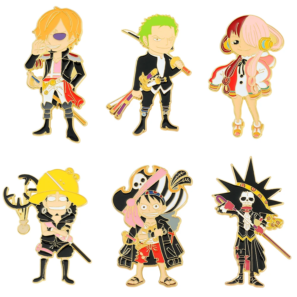 Anime ONE PIECE Brooch Cosplay Luffy Roronoa Zoro Badge Enamel Brooch Clothing Backpack Pin Accessories for Fans Quality Gifts