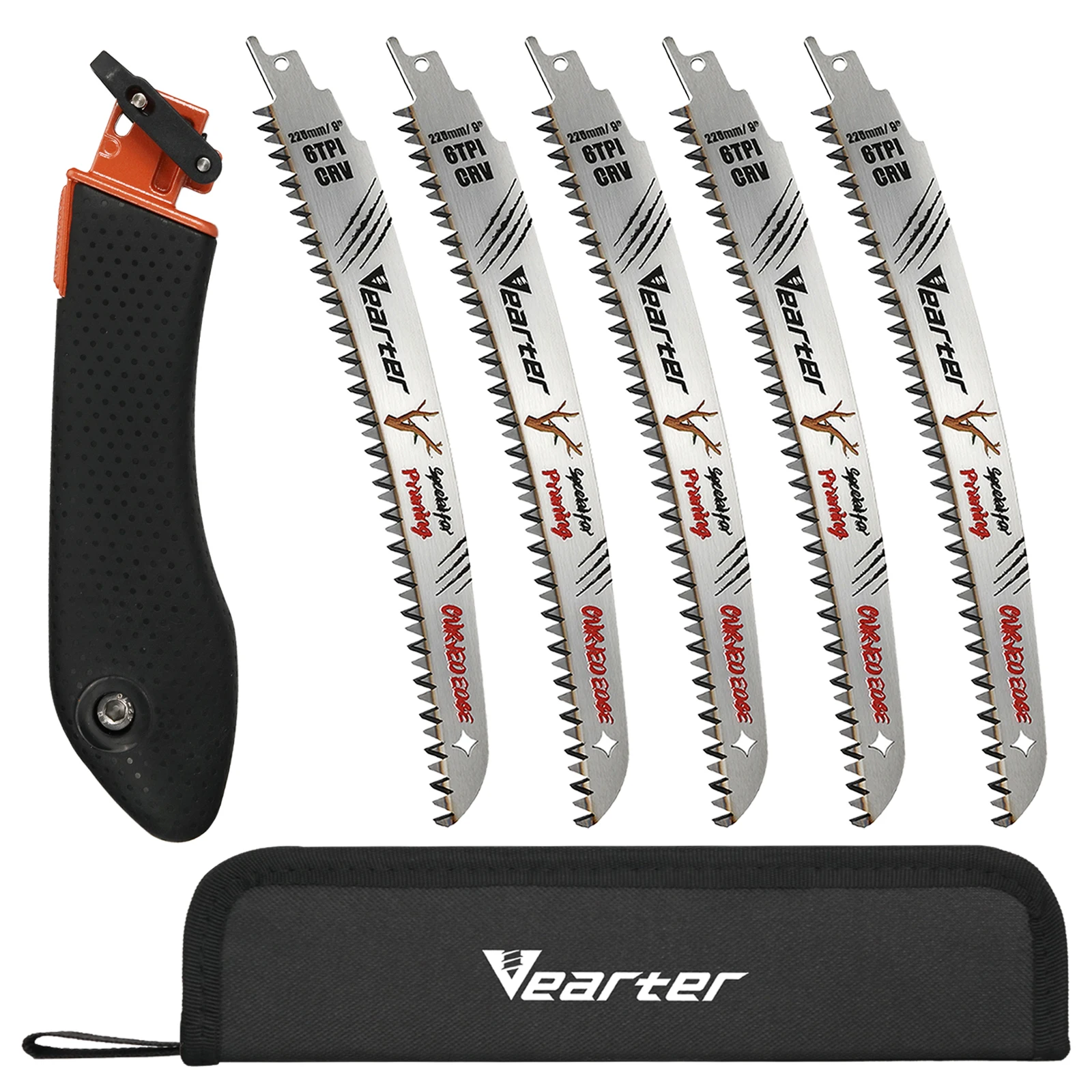 vearter-5-pack-225mm-6tpi-pruning-saw-blades-with-reciprocating-saw-handle-multi-hand-saw-for-wood-bamboo-tree-cutting