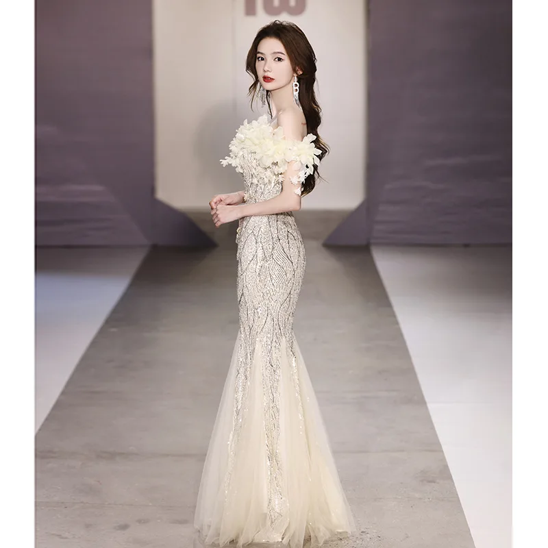 PJN 2025 Evening Party Dresses Women Sexy Sequin Graduation Gown Formal Mermaid Cocktail Dress Long Host Birthday Wedding Dress