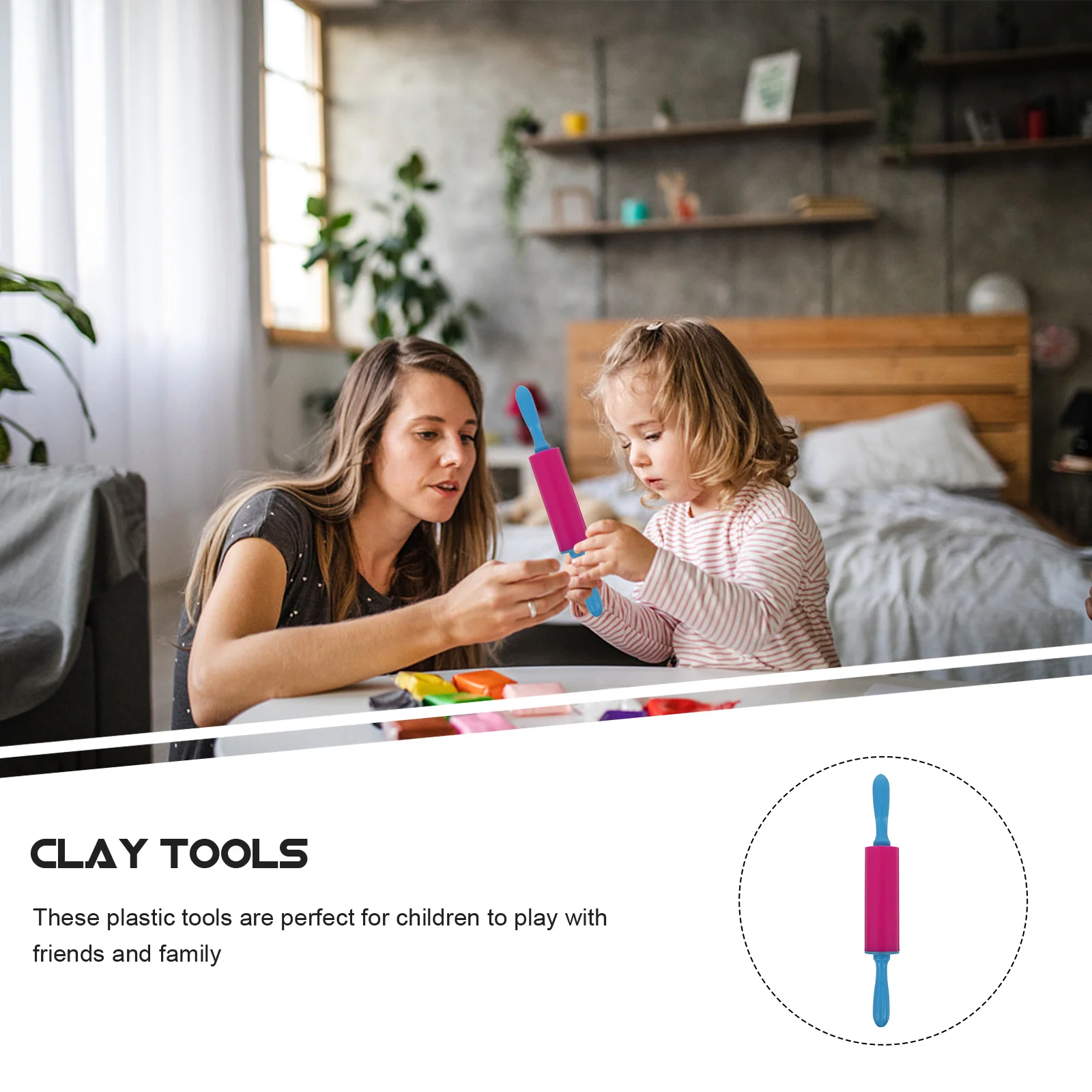 4 pezzi set fai da te in argilla per bambini rulli in argilla solida per sfregamento pressatura strumenti di modellazione in ceramica facili da usare per divertimento in famiglia