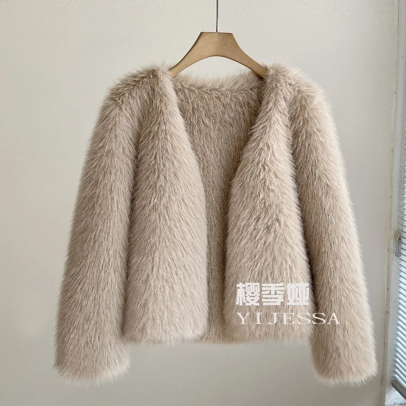 2024 Winter Female New Short Haining Double sided Fur Coat, Women\'s Classic, Versatile, Comfortable, Warm Fur Integrated Coat