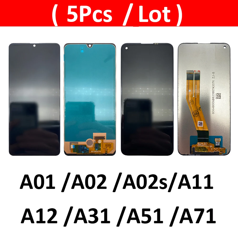 

5Pcs/Lot, LCD Display Touch Screen Digitizer Assembly Panel For Samsung A01 A02 A02S A11 A12 A31 A51 A71