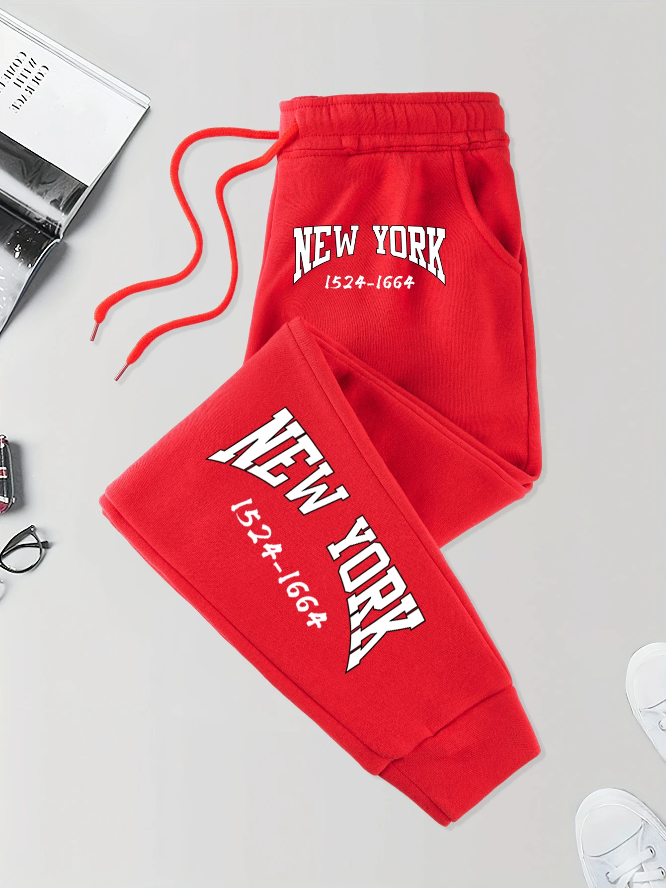 

New York 1524-1664 Print Fashion Trousers Mens Hip Hop Warm Sportpants Autumn High Street Sweatpants Versatile Basic Britches