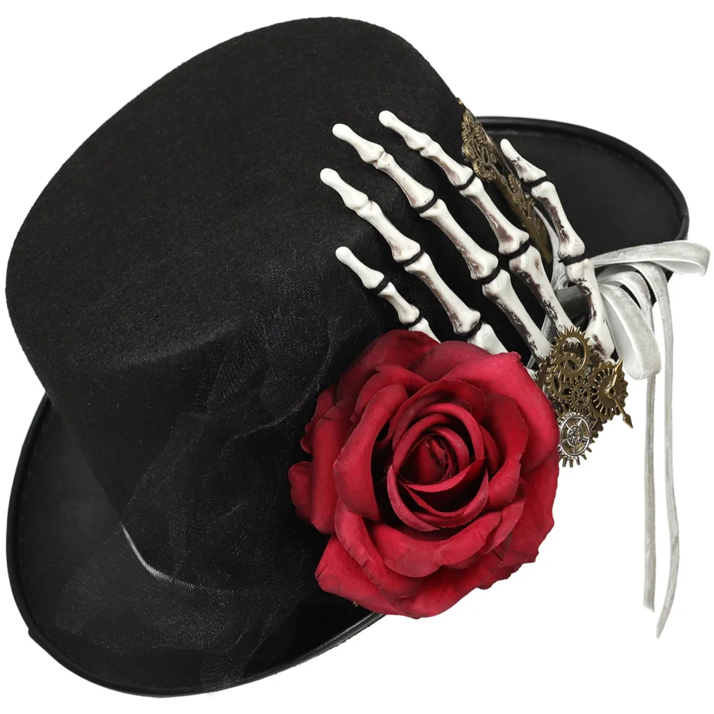 

Цилиндр в стиле стимпанк с цветочным черепом — пиратский капюшон в ковбойском готическом стиле, для праздничных вечеринок и выступлений на сцене