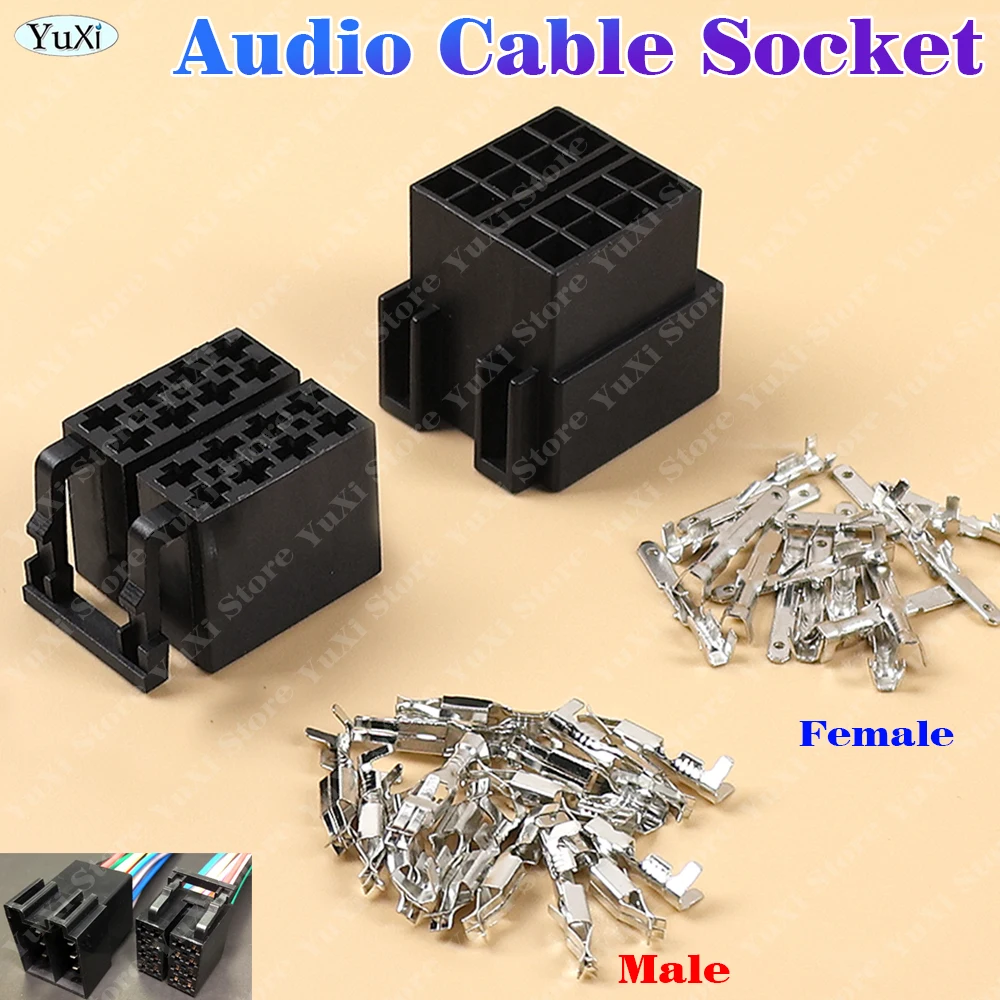 2-25pcs 16Pin 3.5mm Auto Audio Cable Socket Automotive ISO Wire Plug Male Female Connector Plug For Volkswagen VW Bora