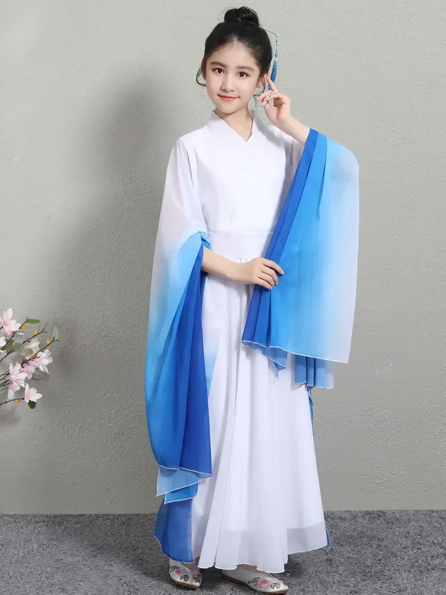 Girls Traditional Dance Costume Fairy Folk Dress Stage Wear Children Hanfu Classical Dance Costumes Fan Dance Outfit Performance