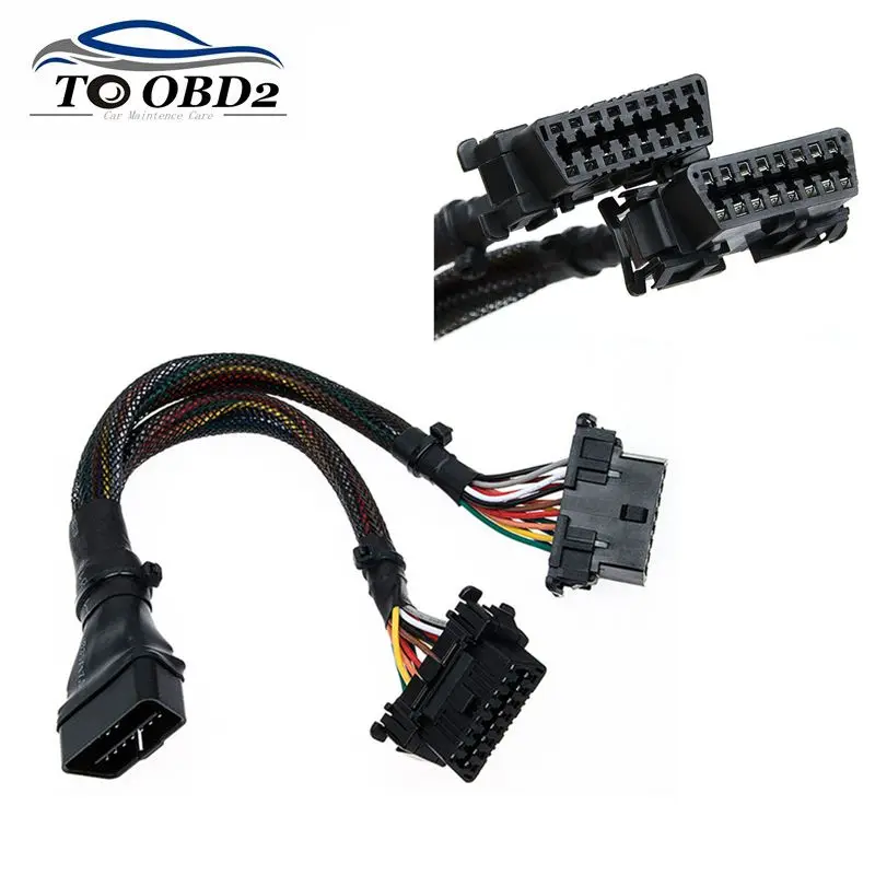 16pins 1 Male to 2 Female 30CM Original Vehicle Connector OBD Extension Cable Military Industrial Network Cable