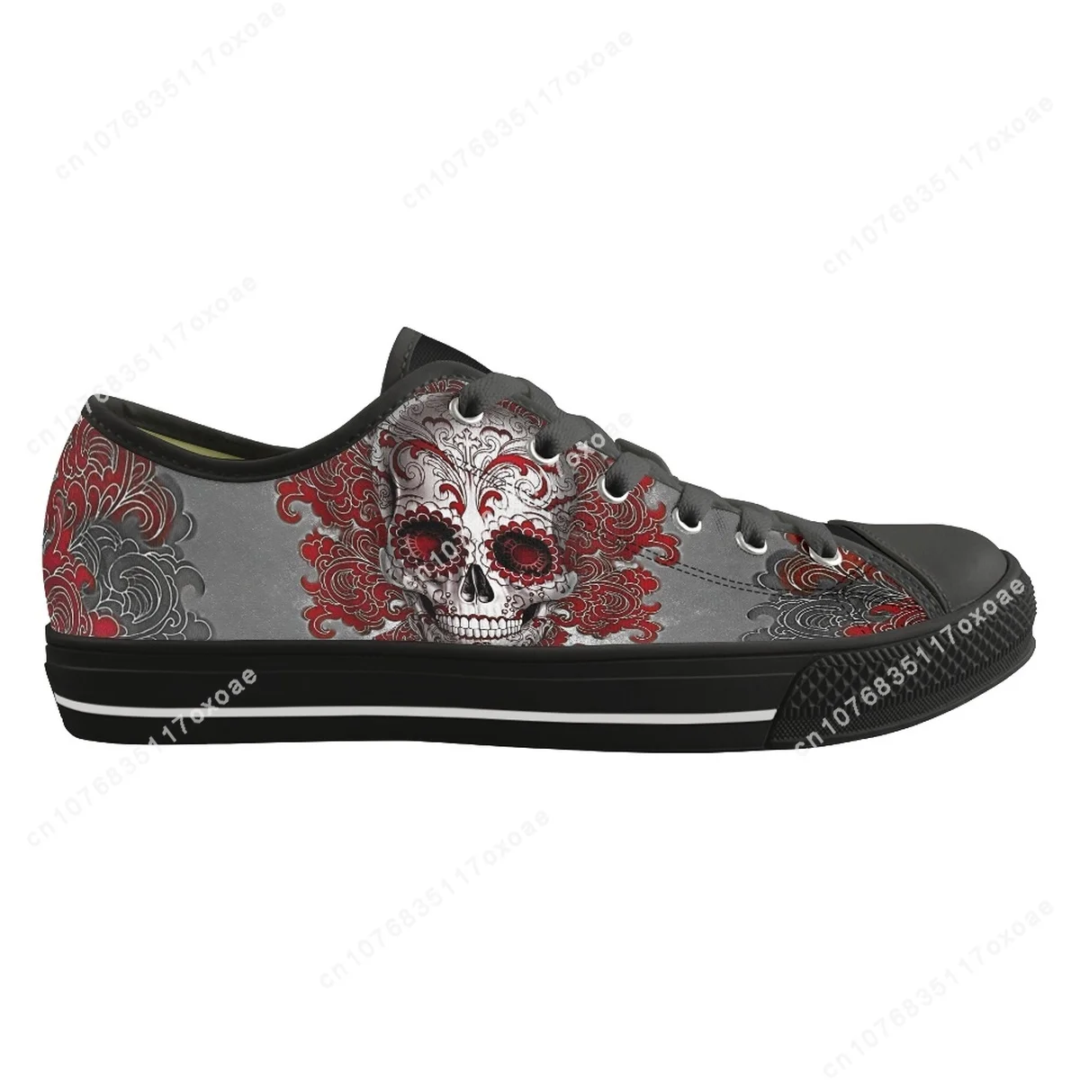 Zapatos vulcanizados con estampado de calavera gótica para mujer, zapatillas planas de lona informales transpirables, zapatillas ligeras para correr, Fitness para adolescentes