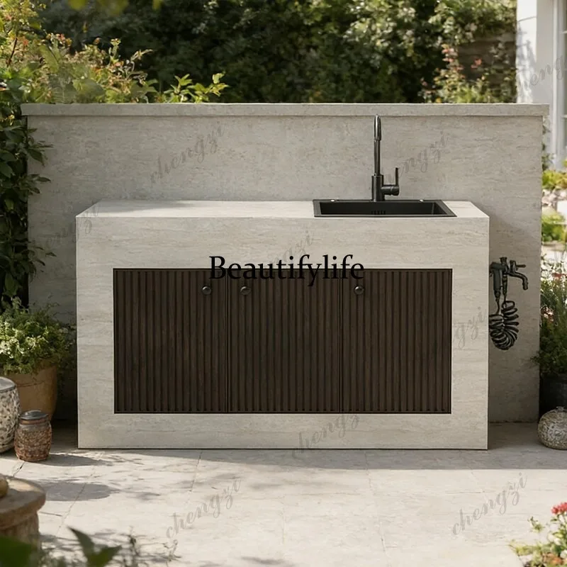 Slate outdoor courtyard washbasin mop pool integrated basin balcony column basin operation island