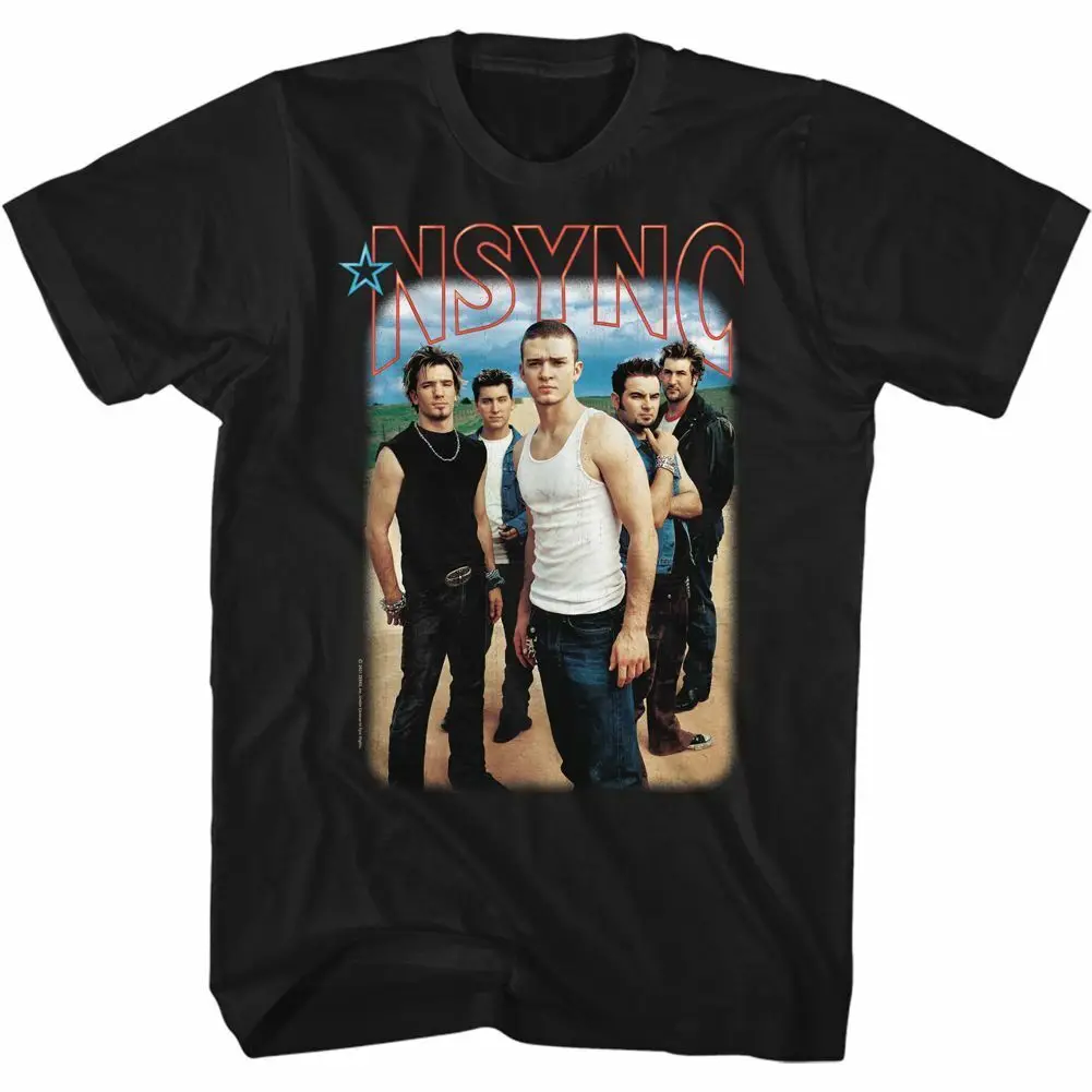 Nsync Blue Skies And Logo Black Adult T Shirt