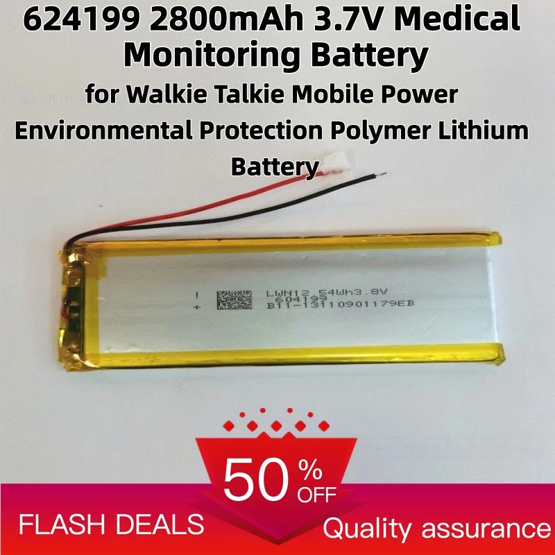 624199 2800mAh 3.7V Medical Monitoring Battery for Walkie Talkie Mobile Power Environmental Protection Polymer Lithium Battery