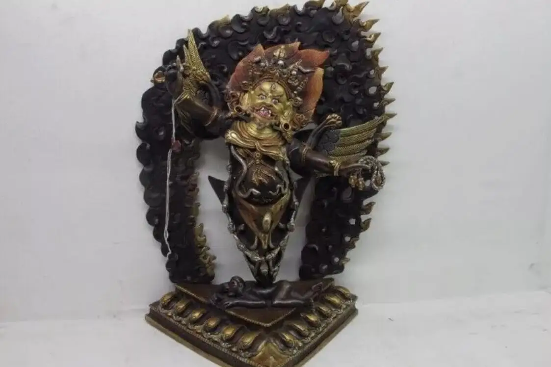 11 التبت الأرجواني الأحمر النحاس المذهبة Vajrakila Vajrapani Vajrakilaya Mahakala بوذا