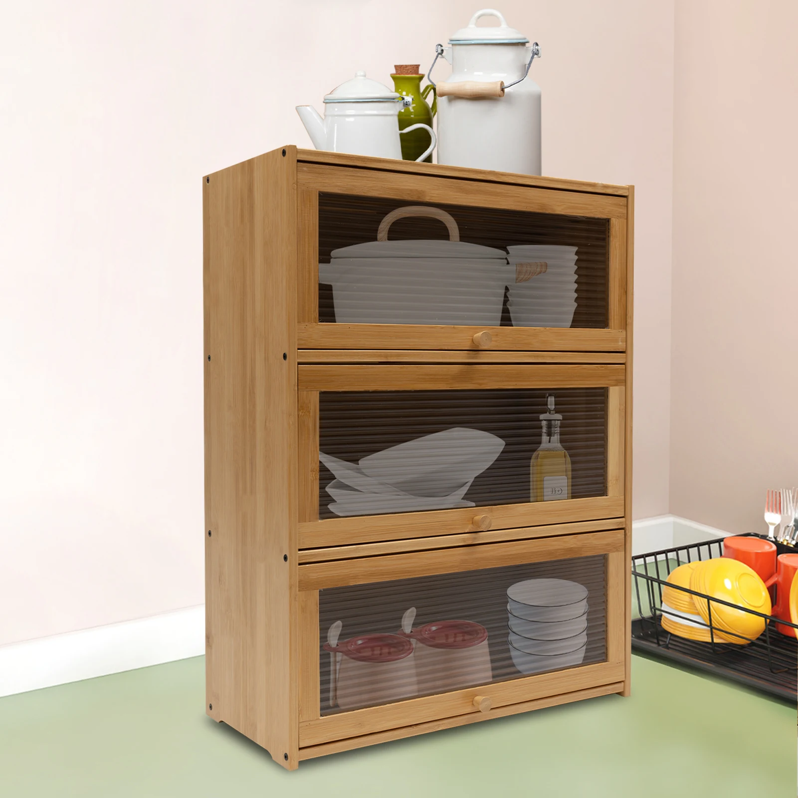 

3-х уровневый шкаф для хранения на столешнице | Многофункциональный органайзер с 3 полками | Сушилка для посуды и шкаф для кладовой