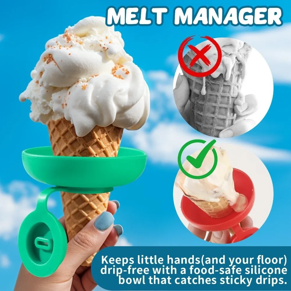 Portable Silicone Anti-Drip Ice Cream Holder Anti-Flow Mess Free Ice Cream Tray Drip Proof Ice Cream Support Trailer Home