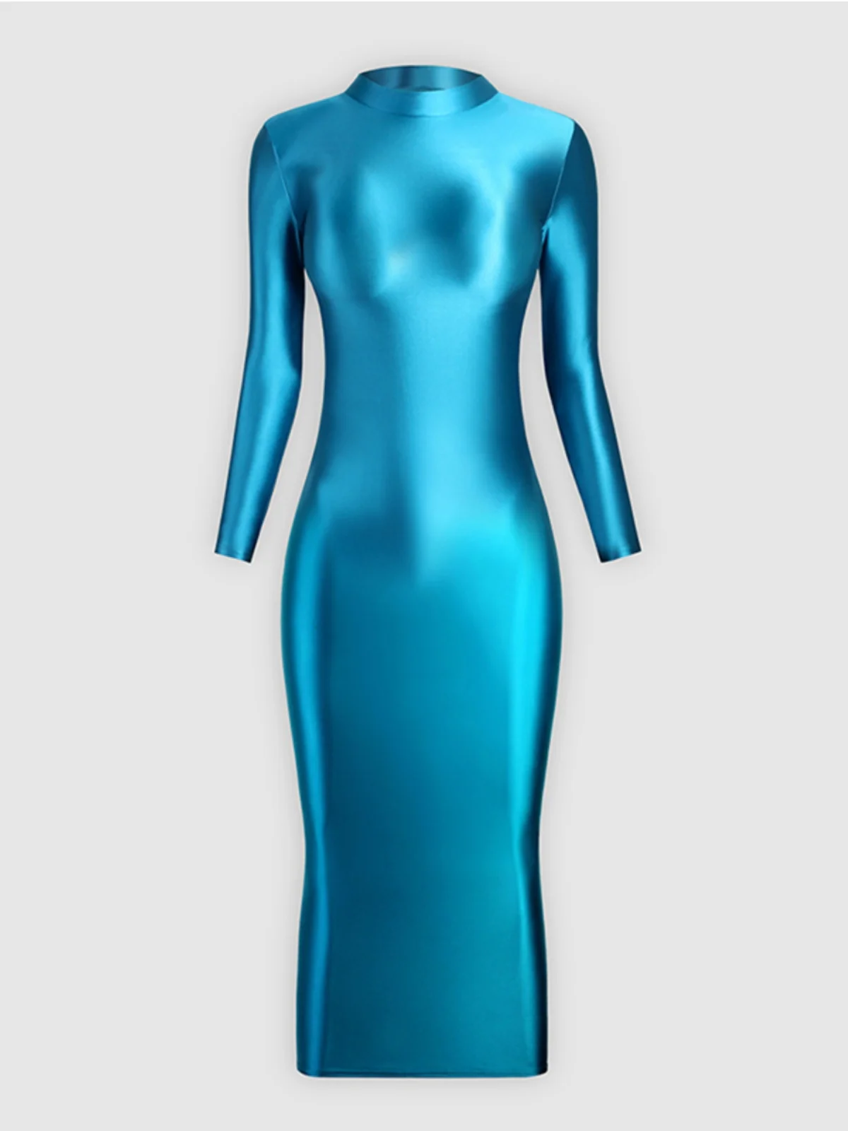 Bodycon-jurk met hoge taille, lange Sve-ritssluiting, gladde nylonmix, lentefee voor dames