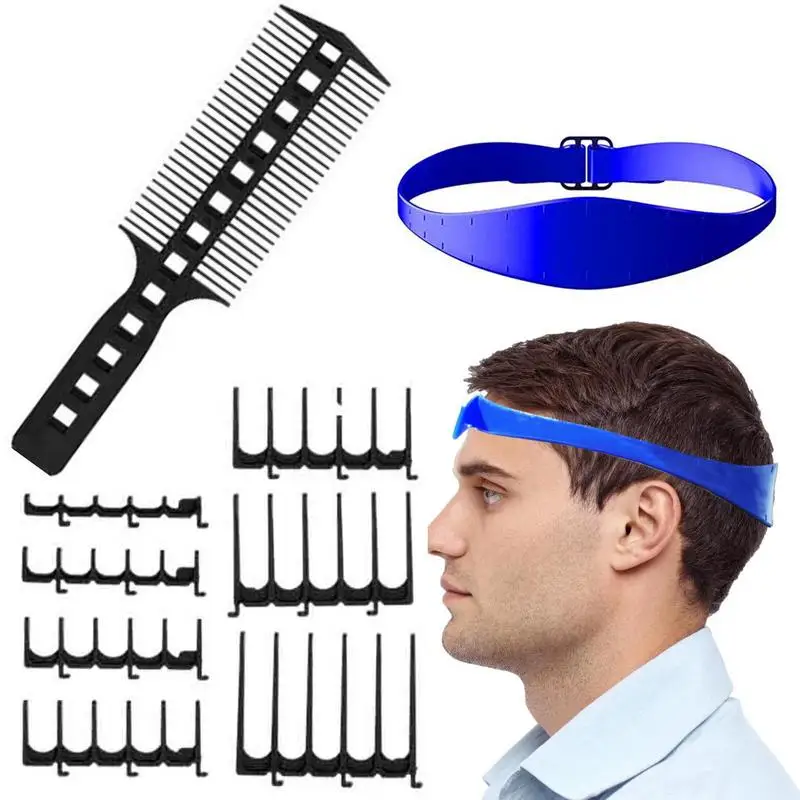 Modello per tagliare i capelli da uomo strumento per piegare i capelli in Silicone curvo Buzz Fade And Taper Guide per Clippers fascia per righello per taglio di capelli fai da te per la casa