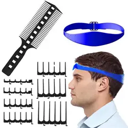 Men Hair Trimming Template Curved Silicone Hair Line Up Tool Buzz Fade And Taper Guide For Clippers DIY Home Haircut Ruler Band