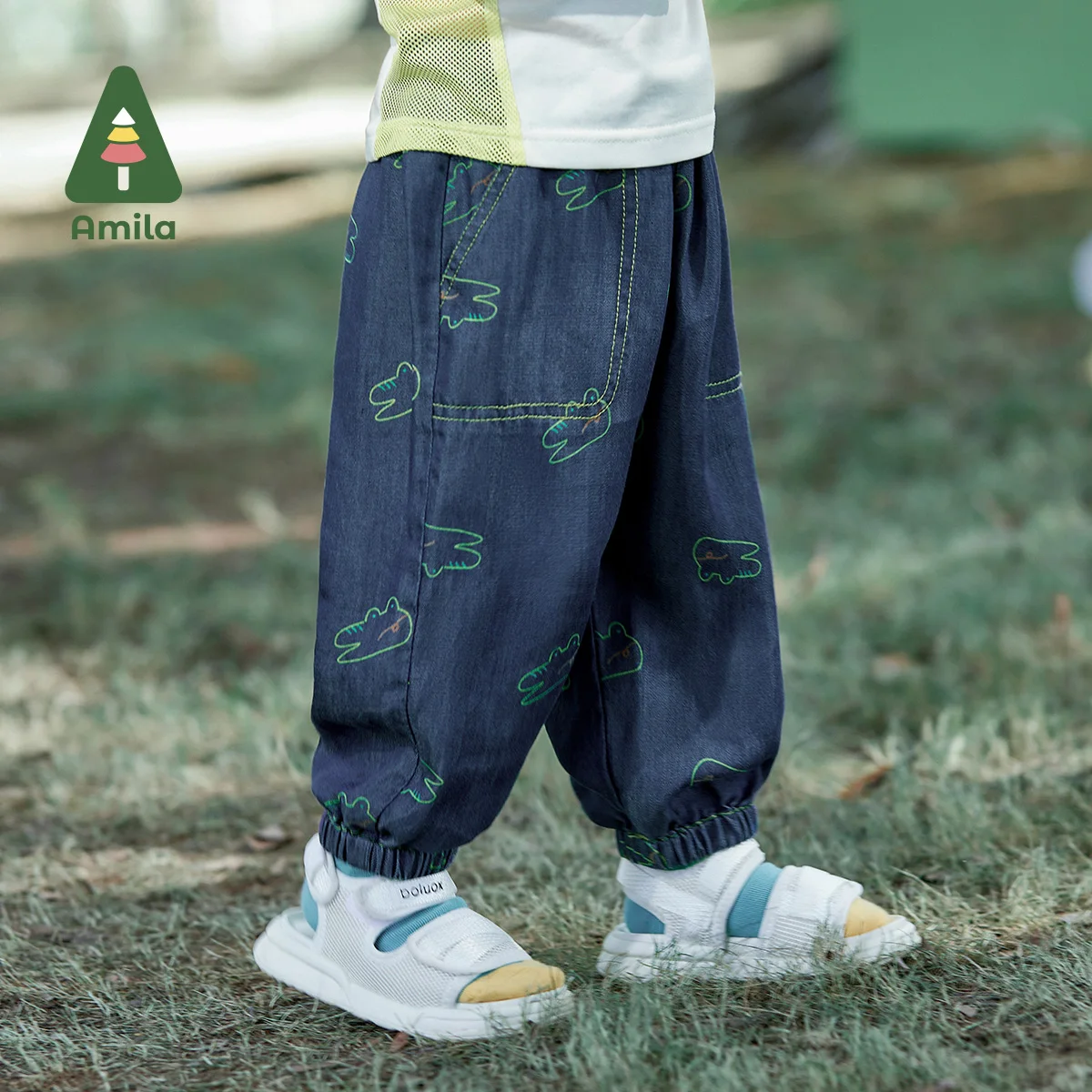 Amila Baby Pants & Trousers  2023 Summer New Cute Cartoon Printed Anti-mosquito Pants Fashion Children Boys Girls Clothes  0-6Y