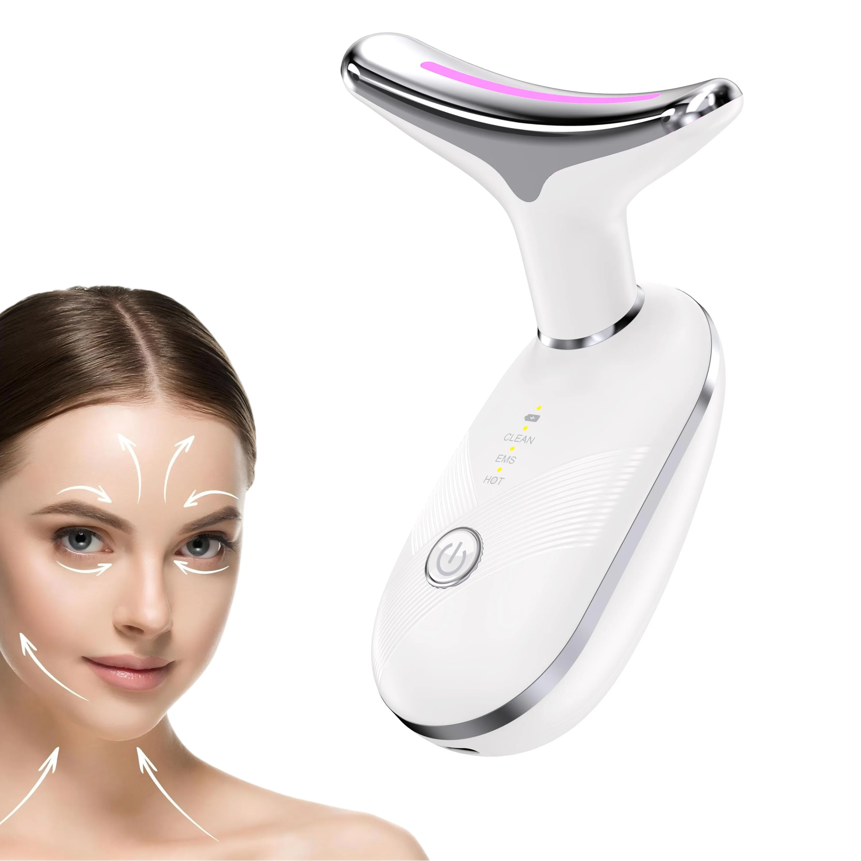 Masseur facial LED à lumière rouge, appareil de beauté pour le visage et le cou, outil de soin de la peau avec vibration, outil de sculpture du visage pour revitaliser la peau