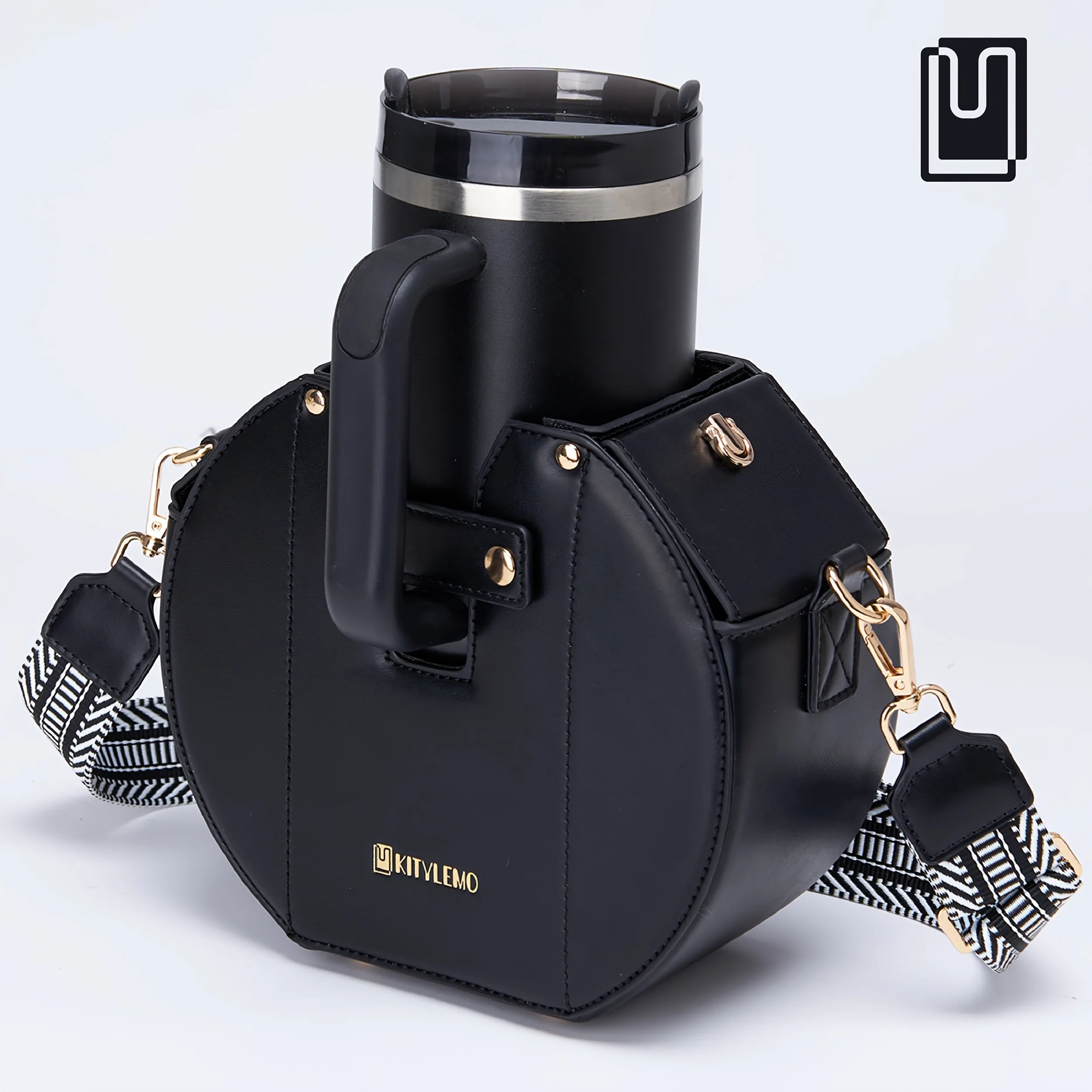 

kitylemo Outdoor Portable Crossbody Water Cup Storage Bag, Crossbody Bag with Water Bottle Holder, Tumbler Purse, Quencher Cup