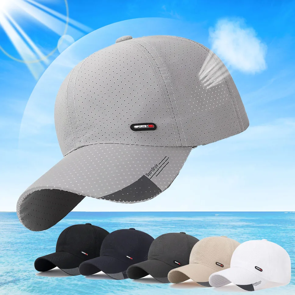 New Quick-Dry Baseball Cap Breathable Mesh Sports Caps Adjustable Hip Hop Hat Outdoor Summer Sun Hat For Men Women Golf Caps