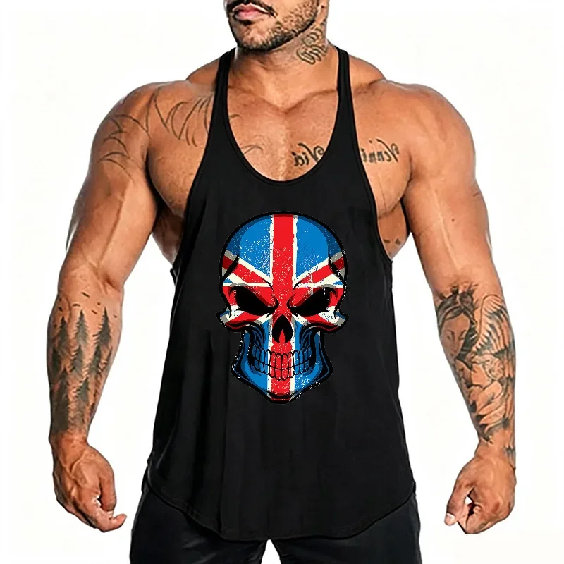 Men's Gym Stringer Tank Tops Cotton Running Vests Low Neck Curve Hem Bodybuilding Muscle Workout Sports Sleeveless T-Shirt