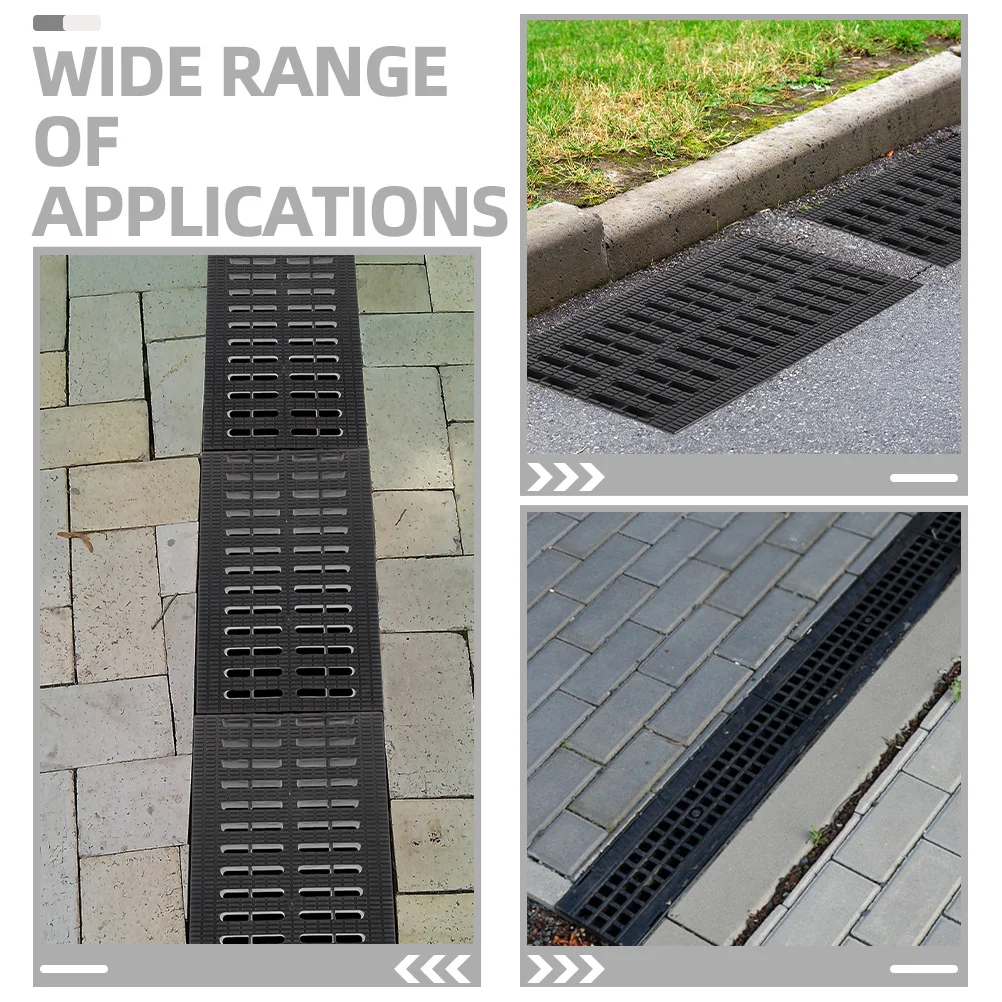 

2pcs Drainage Grate Plastic Trench Cover Heavy Duty Slip Resistant For Outdoor Industrial Parks Commercial Buildings Sewer