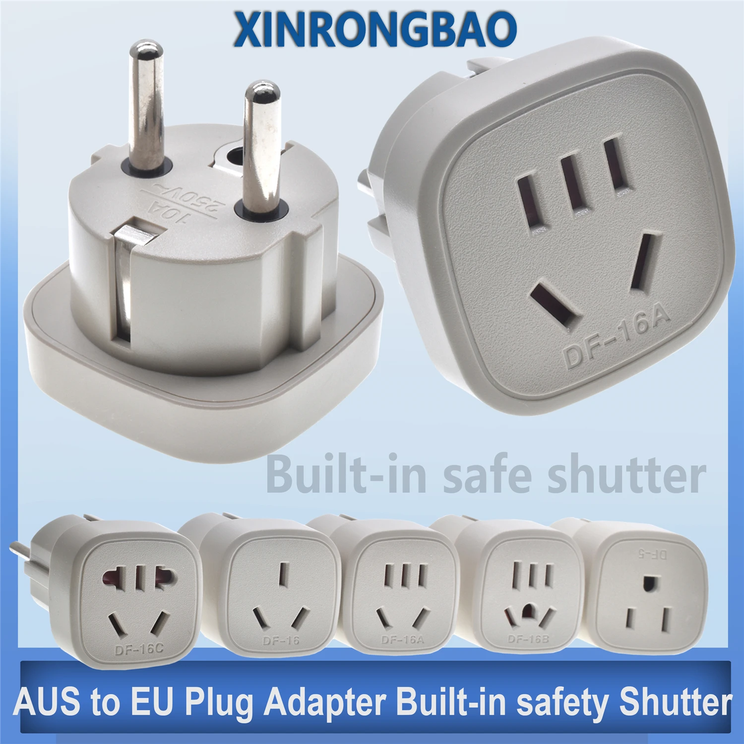 US AU to EU Plug Adapter Type-I Type-A to Type-F Power Converter Australia China to Schuko European Travel France Korean Russia